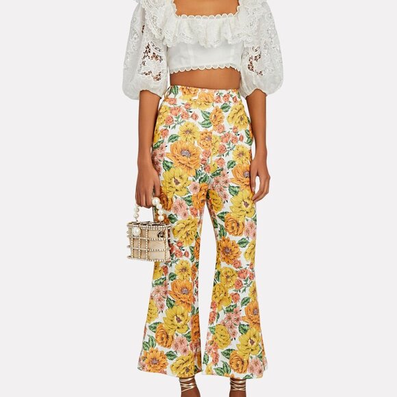 ZIMMERMANN Poppy Cropped Linen Flare Pants - Picture 2 of 12